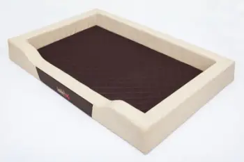 Shtrat për qen Hobbydog Deluxe Bed, madhësia XL, eco-leather dhe cordura, bezhë dhe kafe