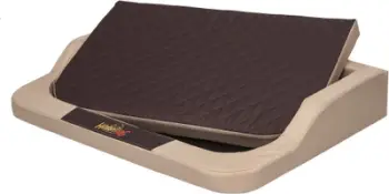 Shtrat ortopedik për qen Hobbydog Medico Lux L R1, 75x50cm, lëkurë eko, bezhë me kafe