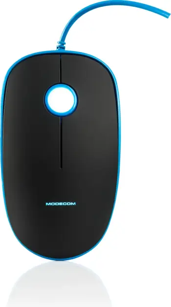 Maus Modecom M111, me kabllo, USB, i zi dhe i kaltërt