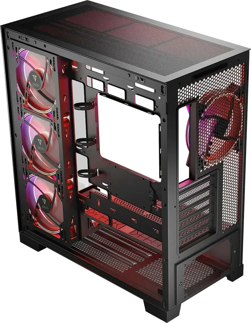 Kuti kompjuteri Modecom Volcano Space Apex ARGB, ATX, 4 ventilatorë 140mm, e zezë - 1