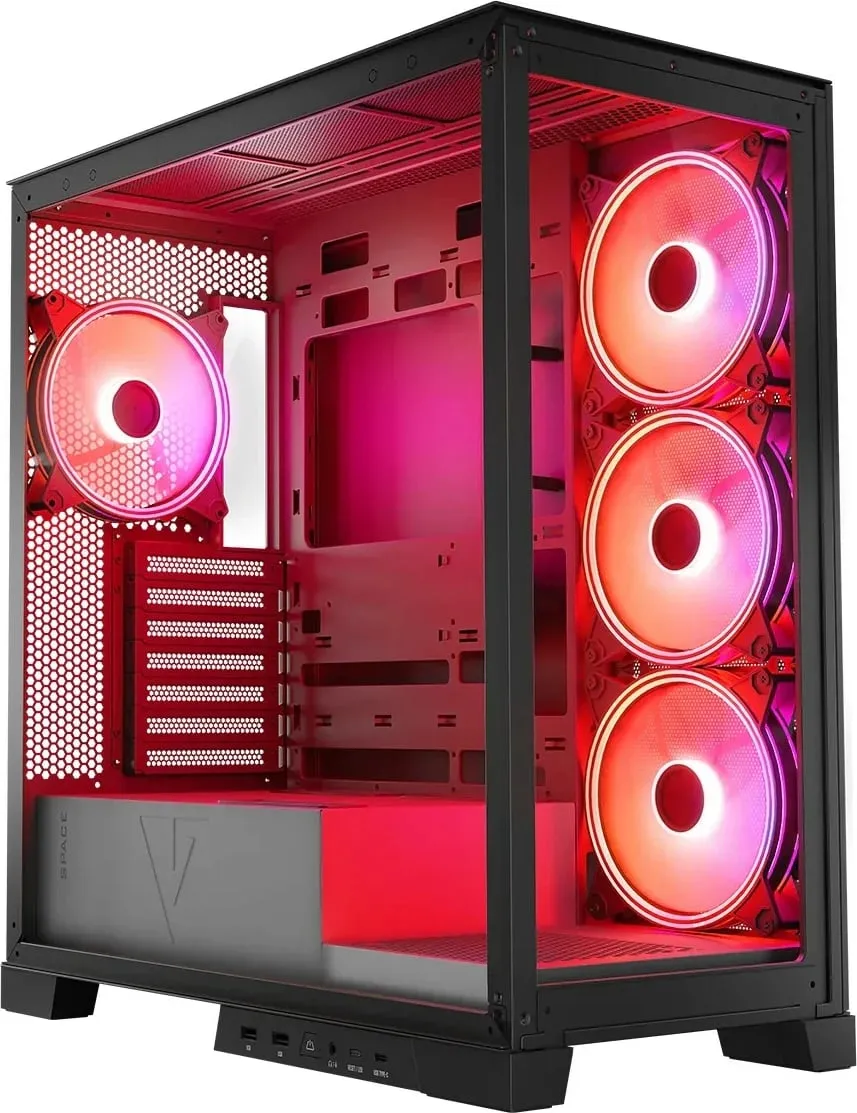 Kuti kompjuteri Modecom Volcano Space Apex ARGB, ATX, 4 ventilatorë 140mm, e zezë - 2