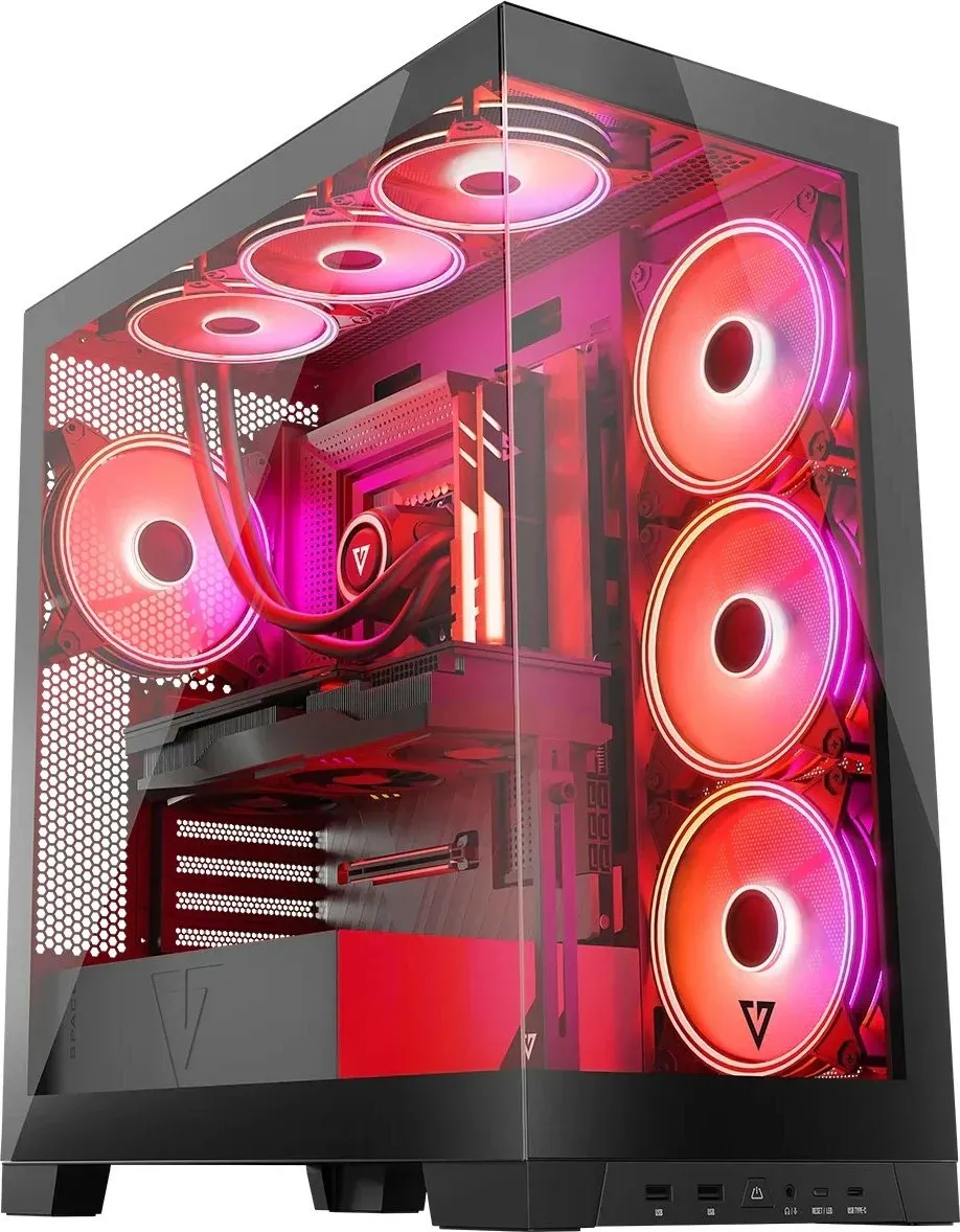 Kuti kompjuteri Modecom Volcano Space Apex ARGB, ATX, 4 ventilatorë 140mm, e zezë - 5