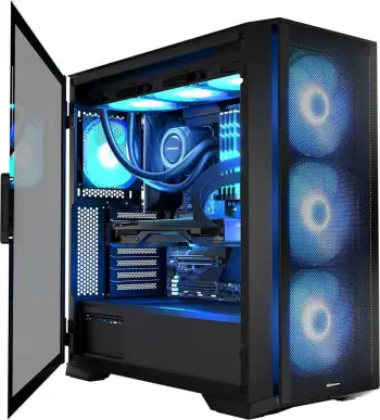 Kasë Modecom Horizon Flow ARGB, e zezë, Midi Tower