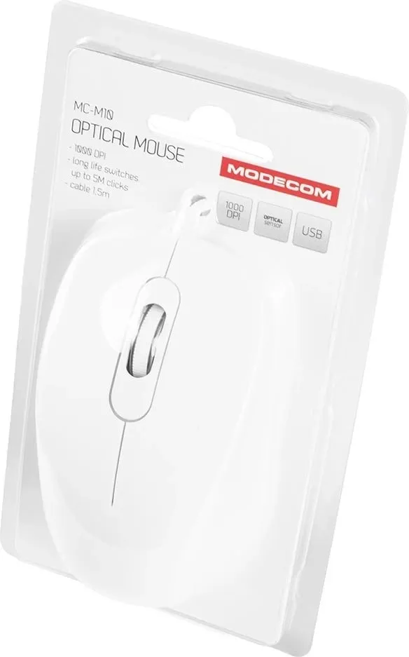 Maus Modecom M10 (M-MC-0M10-200), 1000 DPI, i bardhë - 5