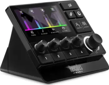 Kontrollues audio Hercules Stream 200 XLR, butona të programueshëm, USB Type-C, i zi