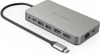 Dok stacion Targus HyperDrive Duel HDMI 10in1, USB-C, 2x HDMI, 2x USB-A, 2x USB-C, Ethernet, 4K, Stainless steel