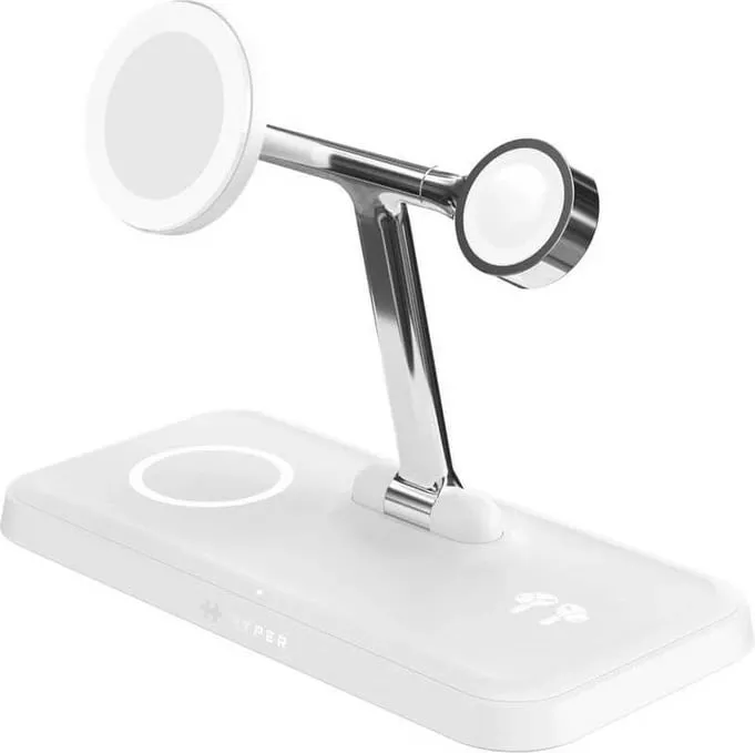 Karikues wireless Targus HyperJuice Qi2 4-in-1, 45W, argjendtë/bardhë - 1