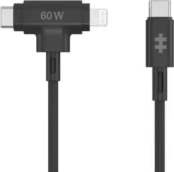 Kabllo Targus HyperJuice USB-C në USB-C/Lightning, 1.5m, 60W, e zezë
