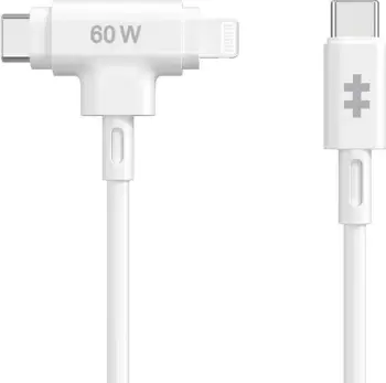 Kabllo Targus HyperJuice USB-C në USB-C/Lightning, 1.5m, 60W, bardhë