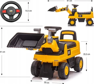 Makinë lodër ride on Milly Mally CAT Loader, me timon dhe kovë lëvizëse, plastike, e verdhë - 4