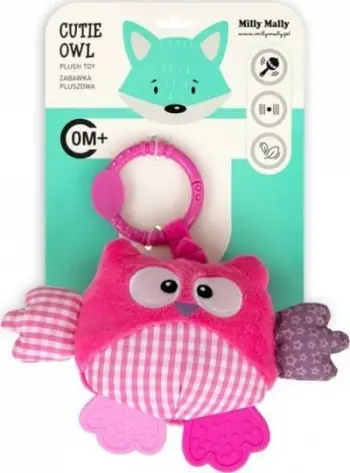 Lodër e varur pelushi Milly Mally Pink Owl, me vibrim, me fishkëllimë, rozë