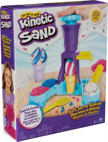 Set loje me rërë Kinetic Sand Soft Serve Station, kreativ, shumëngjyrësh