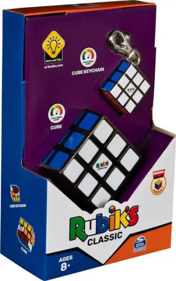 Set puzzle Spin Master Rubik's Classic 3x3, kube dhe varëse çelësash, shumëngjyrësh