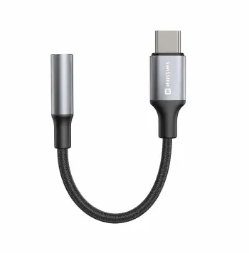 Përshtatës audio SWISSTEN USB-C - Jack (M/F), 15 cm, i zi