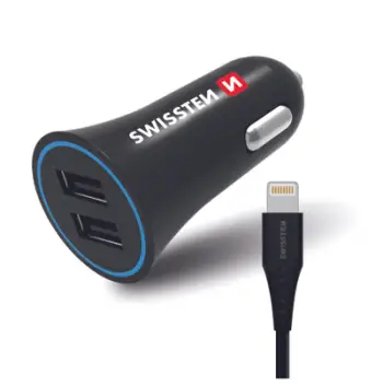 Karikues SWISSTEN 2,4A me kabllo 2x USB + Lighting