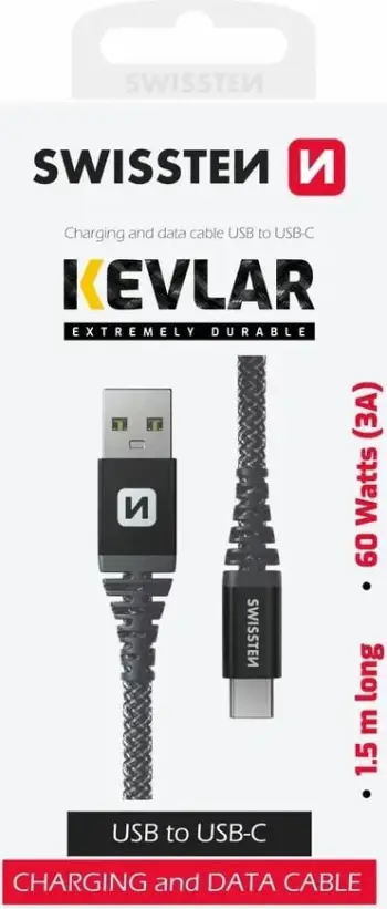 Kabllo SWISSTEN USB-A - USB-C, 1.5m, e zezë