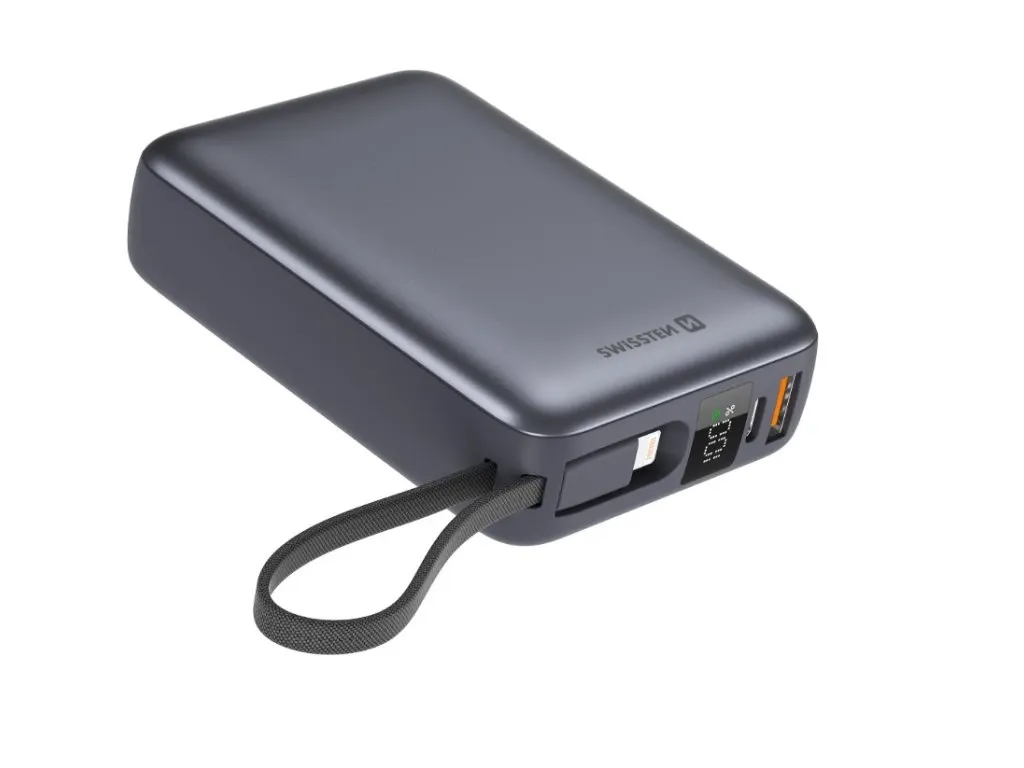 Power Bank SWISSTEN 20000 mAh ME KABLLO, USB-C DHE LIGHTNING SPACE, E ARGJENDTE - 1