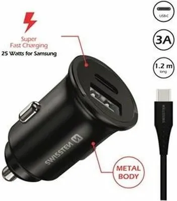 Karikues makine Swissten, 25W, kabllo USB-C/USB-C, 1,2m, e zezë - 1