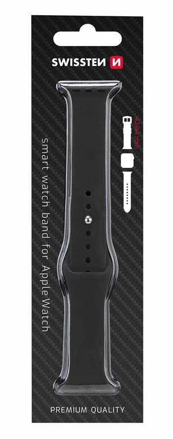 Rrip silikoni Swissten për Apple Watch 42-44mm, i zi - 2