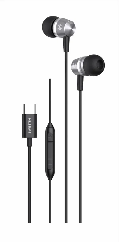 Kufje USB-C Swissten, metalike të zeza - 1