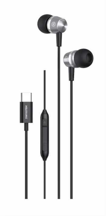 Kufje USB-C Swissten, metalike të zeza