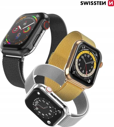 Rrip ore Swissten Mesh për Apple Watch, 38-40mm, metalik, i zi - 3