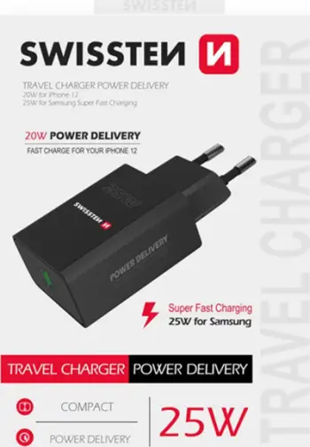 Adapter karikues Swissten, 25W, 1 port USB C, me PPS, i bardhë