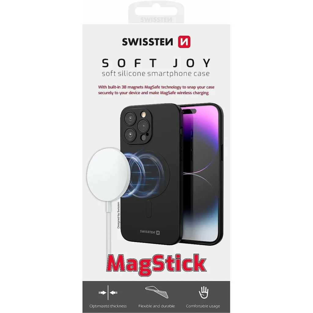 Mbështjellës Swissten Soft Joy Magstick për Apple Iphone 16 Pro, e zezë - 2