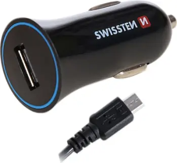 Karikues automjeti Swissten SW‑CCH‑1A‑BK‑C, 12‑24 V, USB‑A 1 A, kabllo 1,5 m micro USB, i zi