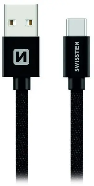 Kabllo SWISSTEN USB-A - USB-C, 2m, e zezë