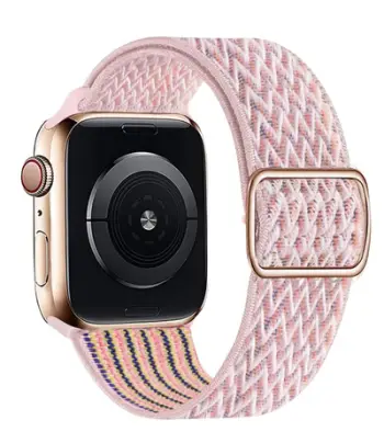Rrip dore Swissten Nylon për Apple Watch, 42/44/45/49 mm, me kopëse, rozë