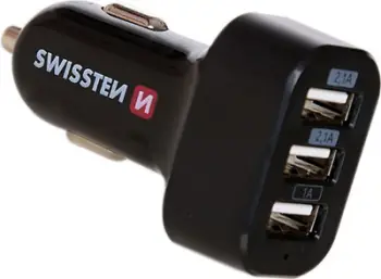 Karikues për makinë Swissten 20111200, 3x USB-A, 5.2A, i zi