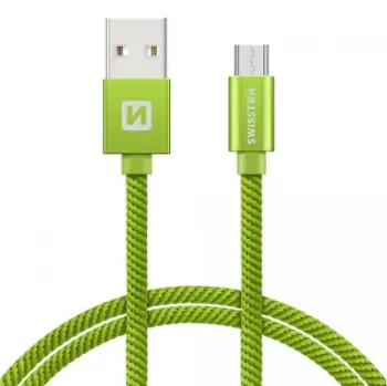 Kabllo USB Swissten Textile, USB në Micro USB, 2m, 3A, gri