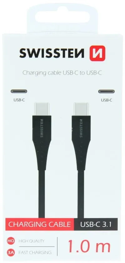 Kabllo USB C në USB C Swissten 71506515, 1 m, e zezë - 1