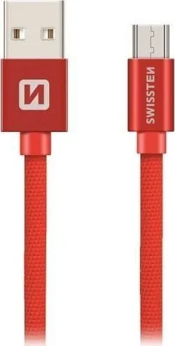 Kabllo USB Swissten Textile, Micro USB, 3m, 3A, e zezë - 5