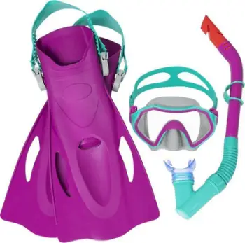 Set zhytjeje për fëmijë Bestway 25046, maskë UV me tub dry snorkel, pjedestale 37 41, rozë