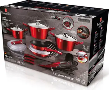 Set tenxhere dhe aksesorë Berlinger Haus, 22 pjesë, të kuqe
