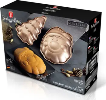 Forma pjekjeje Berlinger Haus BH-6948, set për Krishtlindje, jo ngjitëse, ngjyrë rose gold
