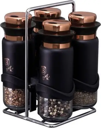 Set mbajtësesh për erëza Berlinger Haus BH-1999 Black Rose, 4 copë, të zeza