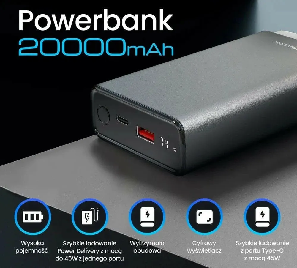 Powerbank ExtraLink EPB-126, 20000mAh, 45W Power Delivery, i zi - 6