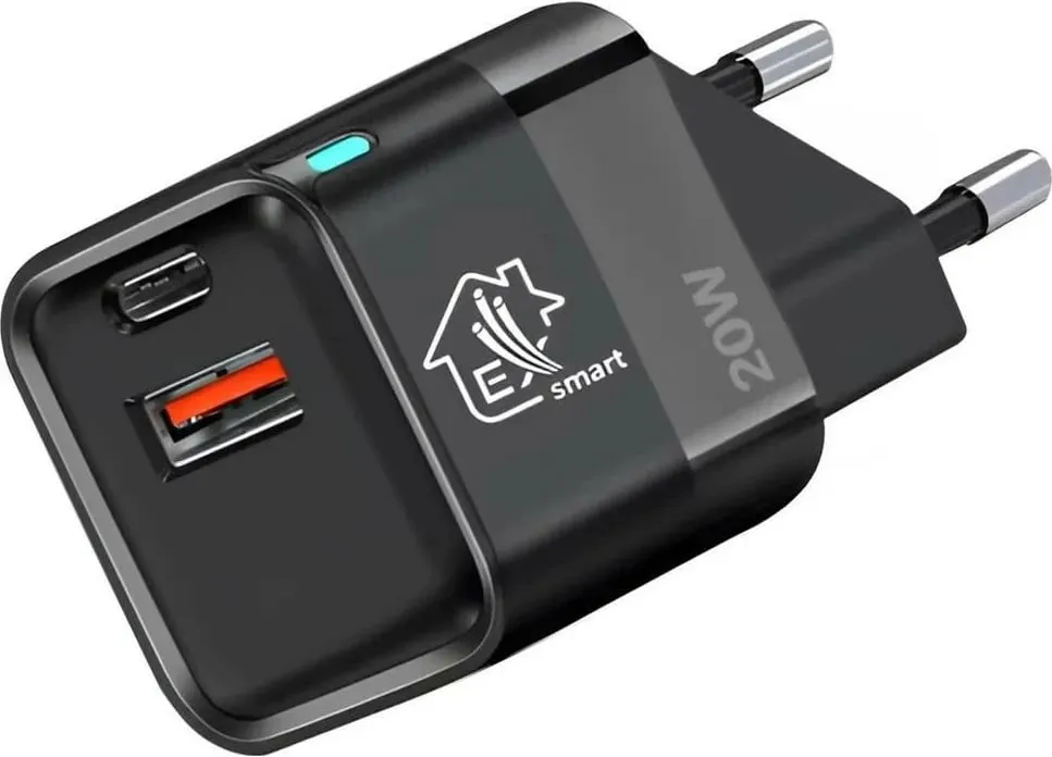 Mbushës rrjeti Extralink Smart Life 20W, USB-C + USB-A, i zi - 1
