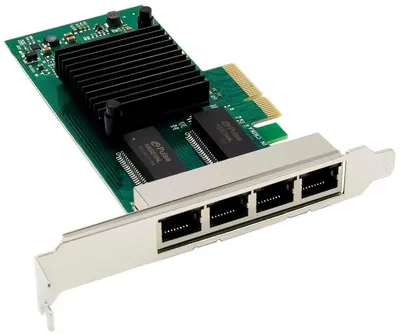 Kartë rrjeti Microconnect I350-T4, PCIe X4, 4 porta, e gjelbër - 2