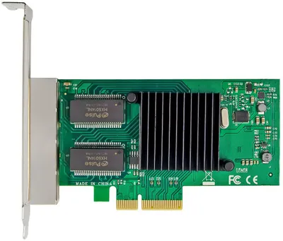 Kartë rrjeti Microconnect I350-T4, PCIe X4, 4 porta, e gjelbër - 5