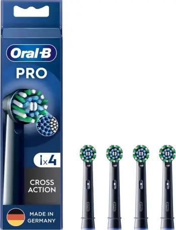 Kokë furçe dhëmbësh sonike, Oral-B, 860236 Cross Action, e zezë, set 4 copë