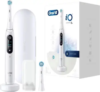 Furçë dhëmbësh elektrike, Oral-B, iO 8N 408543, me 6 modalitete, me etui dhe karikues, e bardhë