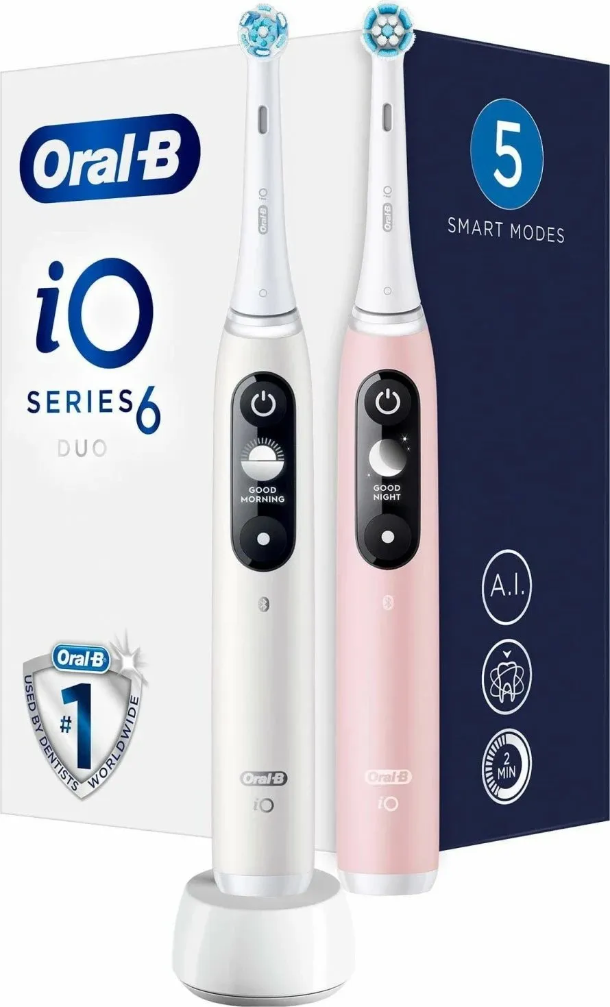 Furçë dhëmbësh magnetike Oral-B iO Series 6, Bluetooth, e bardhë/rozë - 1