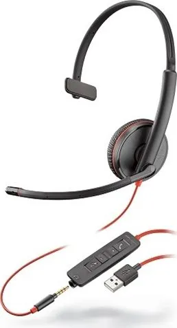 Kufje Plantronics Poly Blackwire 3215, USB-A, të zeza - 1