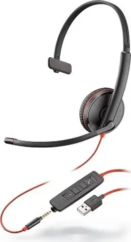Kufje Plantronics Poly Blackwire 3215, USB-A, të zeza