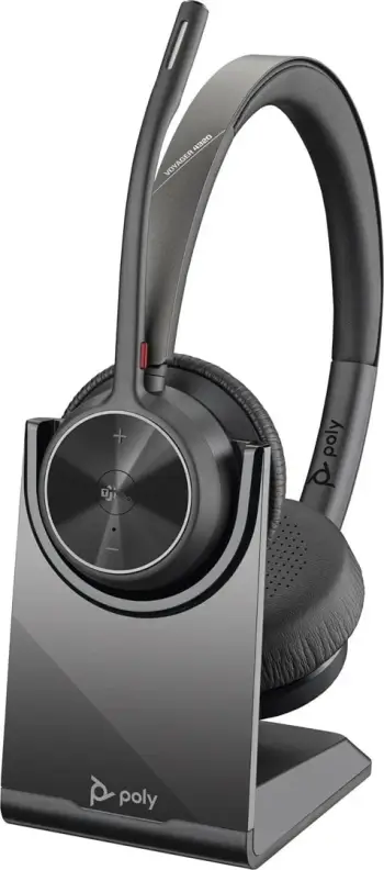 Kufje POLY Voyager 4320-M me dongle BT700 dhe qëndrim karikimi, e zezë