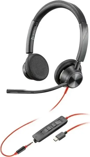 Kufje me mikrofon, Poly Blackwire 3325 (8X221AA), USB-C dhe 3.5 mm, kontroll në kabllo, e zezë